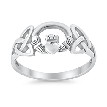Celtic Irish Claddagh 925 Sterling Silver Plain Ring